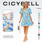 Womens V Neck Floral Mini Dress Short Puff Sleeve Patchwork Summer Casual Boho Dresses Soft Fabric & Comfortable Fit