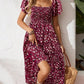 🌈2026 Summer Hot Sale 51% OFF!✨Square Neck Floral Midi Dress – Smocked Bodice, Flowy Tiered Skirt🌸1