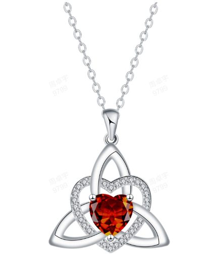Birthstone Celtic Trinity Knot Heart Necklace✨ Heart Shape Celtic Trinity Knot Birthstone Pendant