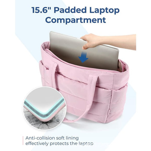 💜Hot Sale 50% OFF 👜Women's Waterproof Bubble Bag 20L Fluffy Tote Bag Quilted Laptop Shoulder Handbag