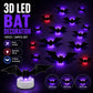 2026 New Halloween 3D Lighted Bats, LED Purple Lighted 3D Bats Halloween Decoration, Upgrade LED Glowing Bat Group Hanging Wall Luminous Glow Clings Multipack