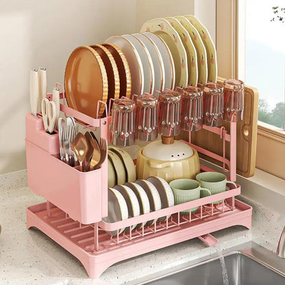 🍽️ Double the Drying Space – 2-Tier Dish Rack with Rustproof Frame & Drainboard. 50% Off. UK Stock