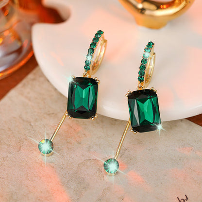 ⏳Time-Limited Special⏰Vintage Synthetic Diamond Earrings – Geometric, Dangling, Clip-On ✨