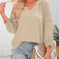 ⏳Time-Limited Special⏰Womens 3/4 Lantern Sleeve Casual V-Neck T-Shirts Pleated Loose Hollow-Out Blouse