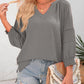 ⏳Time-Limited Special⏰Womens 3/4 Lantern Sleeve Casual V-Neck T-Shirts Pleated Loose Hollow-Out Blouse