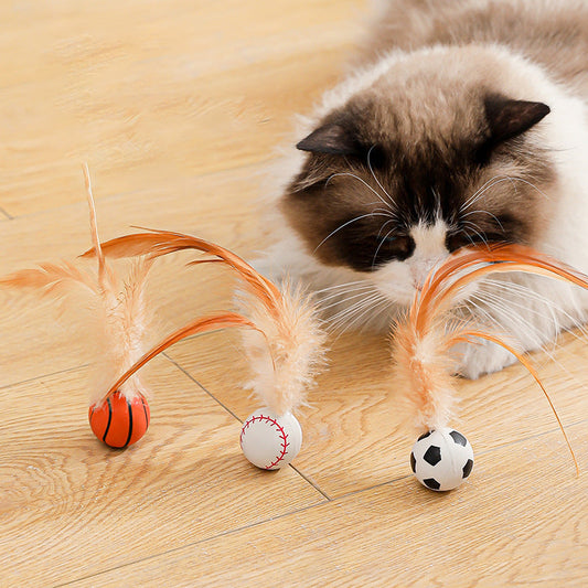 🔥2026 HOT SALE🐱 Interactive Cat Bouncy Ball with Feather