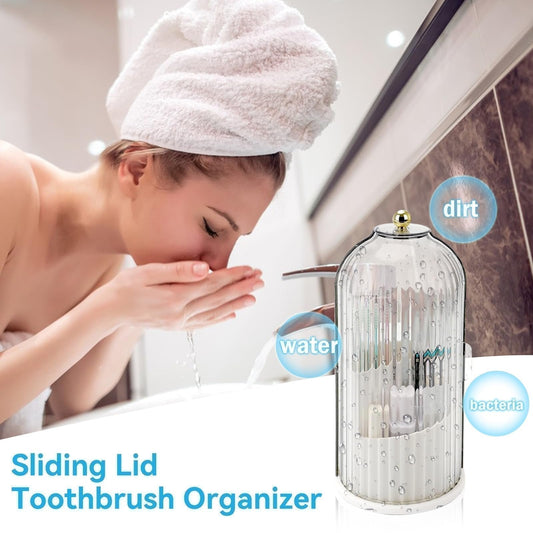 🌸 50% OFF NOW! 🌸 Sliding Lid Toothbrush Organiser – A Neat Little Home for Your Brushes. Wall-Mounted, Dustproof & Perfect for Small British Bathrooms & En-Suites 🏠
