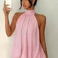 🥳2026 HOT SALE🥳💞50K+ SOLD!💕🌸 50% OFF! Women’s Halter Mini Dress – Relaxed forgiving fit, drapes beautifully. Striking backless style keeps you cool. Dress up or down with ease. Sizes S-2XL. 👗✅