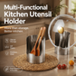 🍳Multi‑Functional Kitchen Utensil Holder, Stainless Steel Organizer, for Spoons, Pot Lids & Cooking Gadgets, Countertop Kitchen Storage