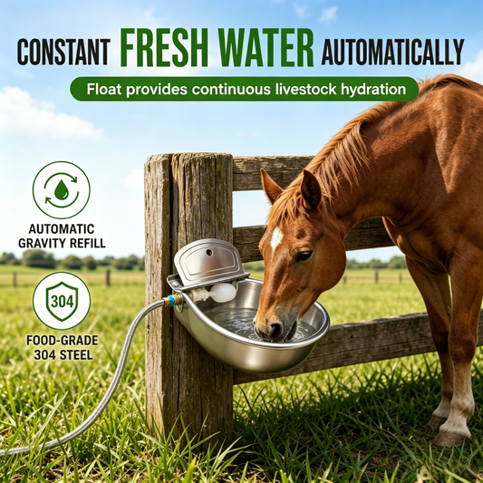 ⏳Time-Limited Special 50% OFF!⏰🤖 Automatic 304 Stainless Steel Drinking Bowl – Float & Drain Hole for Cattle, Horses, Sheep & Dogs 🐄🐴🐕