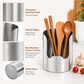 🍳Multi‑Functional Kitchen Utensil Holder, Stainless Steel Organizer, for Spoons, Pot Lids & Cooking Gadgets, Countertop Kitchen Storage