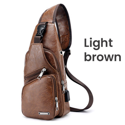 🎒🧳Men’s Multifunctional PU Leather Chest Bag – Adjustable Multi-Pocket Crossbody Bag for Travel & Daily Carry
