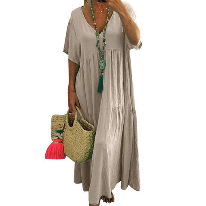 👗 LIMITED-TIME 50% OFF! ✨ Women's Casual Long Dress – V-Neck, Loose, Flowy 🌾
