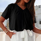 Dokotoo Women's Casual Summer Short Sleeve V Neck Tops T-shirts - Loose Fit & Comfortable Shirring Top