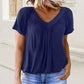 Dokotoo Women's Casual Summer Short Sleeve V Neck Tops T-shirts - Loose Fit & Comfortable Shirring Top