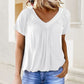 Dokotoo Women's Casual Summer Short Sleeve V Neck Tops T-shirts - Loose Fit & Comfortable Shirring Top