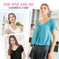 Dokotoo Women's Casual Summer Short Sleeve V Neck Tops T-shirts - Loose Fit & Comfortable Shirring Top