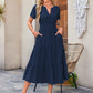 🌷Summer Sale 50% Off🌷Women's Casual Short Sleeve V Neck Maxi Dress