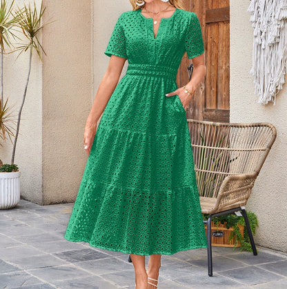 💥50% Off Sale 💥 Women's Elegant V-Neck Eyelet Fringe Dresses