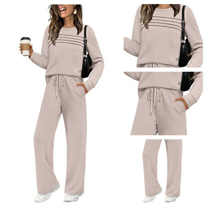 ⏳Time-Limited Special⏰Women‘s Crew Neck Top & Drawstring Pants Set – Comfortable, Versatile & Casual Chic 👖