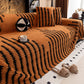 🛋️50% OFF NOW! Soft Plush Non‑Slip Couch Cover‑Thick Striped Sofa Throw Cover, Cozy Winter‑Friendly Furniture Protector for Living Room, Anti‑Slip Universal Sofa Slipcover