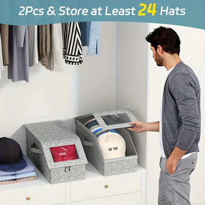 🧢 60% OFF NOW! 📦 Stackable Cap Storage Boxes – Space-Saving, Dust-Free & Clear Visibility 👒