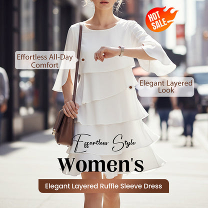⏰ Now only 50% off!🎁Women's Elegant Layered Ruffle Sleeve Dress – Effortless Style for Every Occasion💃