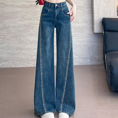 🎁2026 New Arrivals 50% OFF💥Women's Rhinestone-Embellished Wide-Leg Jeans