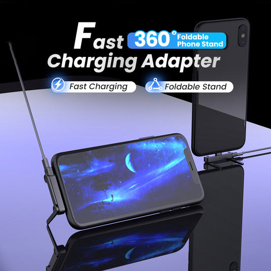 🔋 50% OFF NOW! ⚡ Fast Charging Adapter with 360° Foldable Phone Stand – Universal Compatibility, Compact Design & Hands-Free Viewing 📱