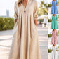 📢50% OFF !!⏰Women's Casual V-Neck Midi Dress with Pockets