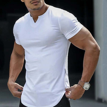 👕 LIMITED-TIME 50% OFF! 💪 Men's Casual Solid Athletic V-Neck T-Shirt – Slim Fit, Premium Stretch, Modern Style ✨