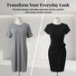 🎁Free Gift With Purchase 🎁 Casual Crew Neck Ruched Bodycon Mini Dress