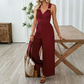 V-Neck Wide-Leg Jumpsuit with Ring Detail