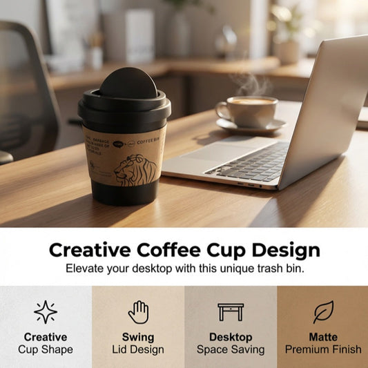 Creative Coffee Cup Style Desktop Trash Can
