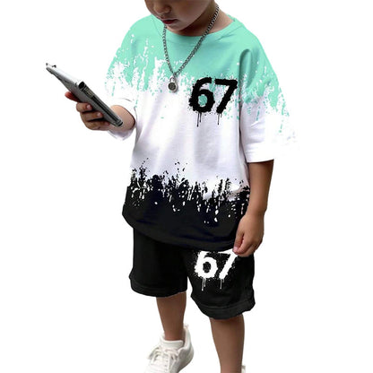 Boys' 3D Print T-Shirt & Shorts Set