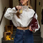 🌺Spring Hot Sale 50% OFF💐Women's Polka Dot Cropped Jacket with Stand Collar