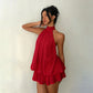 🥳2026 HOT SALE🥳💞50K+ SOLD!💕🌸 50% OFF! Women’s Halter Mini Dress – Relaxed forgiving fit, drapes beautifully. Striking backless style keeps you cool. Dress up or down with ease. Sizes S-2XL. 👗✅