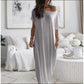 ⏳Limited-time 50% off⏰Women's Casual Loose Solid Color Short-Sleeve Long Dress👗