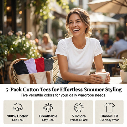 👕 50% OFF NOW! 🌈 5-Pack Versatile Solid Color T-Shirt – Soft Cotton, Breathable & Perfect for Daily Wear✨