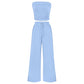 🏖️ 50% OFF! Women's Stylish Two-Piece Set: Strapless Bandeau Top & Chic Wide-Leg Pants