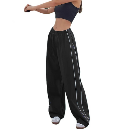 Women's Side Drawstring Wide-Leg Casual Trousers