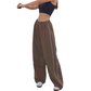 Women's Side Drawstring Wide-Leg Casual Trousers