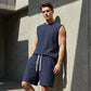 💪 LIMITED-TIME 50% OFF! 💥 Men's Casual Sportswear Tank Top & Shorts Set – Waffle Knit, Deep Pockets, Relaxed ✨