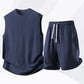 💪 LIMITED-TIME 50% OFF! 💥 Men's Casual Sportswear Tank Top & Shorts Set – Waffle Knit, Deep Pockets, Relaxed ✨