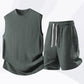 💪 LIMITED-TIME 50% OFF! 💥 Men's Casual Sportswear Tank Top & Shorts Set – Waffle Knit, Deep Pockets, Relaxed ✨