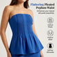 💙✨ LIMITED-TIME 50% OFF! Women’s Strapless Pleated Peplum Top & Wide-Leg Pants Set – Flattering Waist, Breathable Comfort & Elegant Evening Style