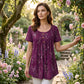 📢📢40% OFF !! ⏰Women's Floral Print Pleated Tunic Top🌸