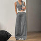 Women's Striped Print Vest Top & Wide-Leg Pants