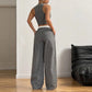 Women's Striped Print Vest Top & Wide-Leg Pants