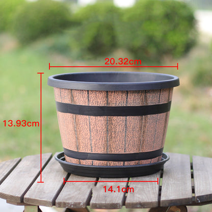 Round Resin Barrel Planter for Garden